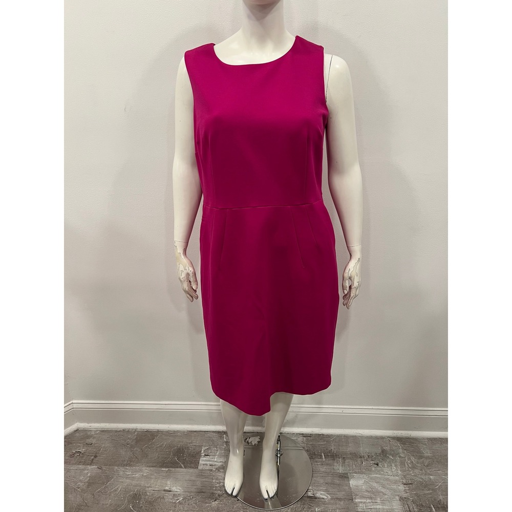 Lands' End Sheath Dress Womens 18W Pink Sleeveless Dress Pockets Office Wear